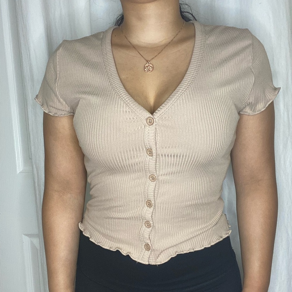 Polly & Esther Beige V Neck